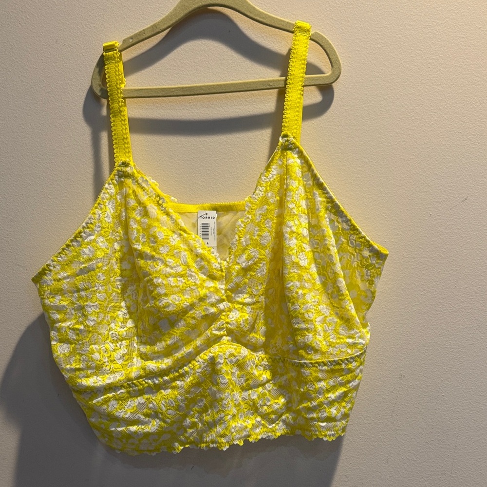 Yellow and White Lace Bralette